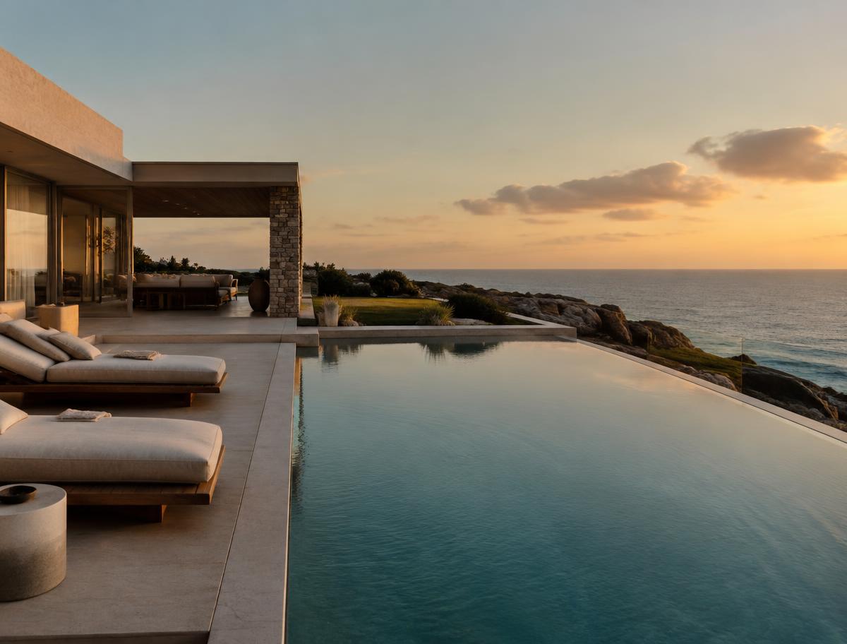 Coastal villa with an infinity pool overlooking the Atlantic